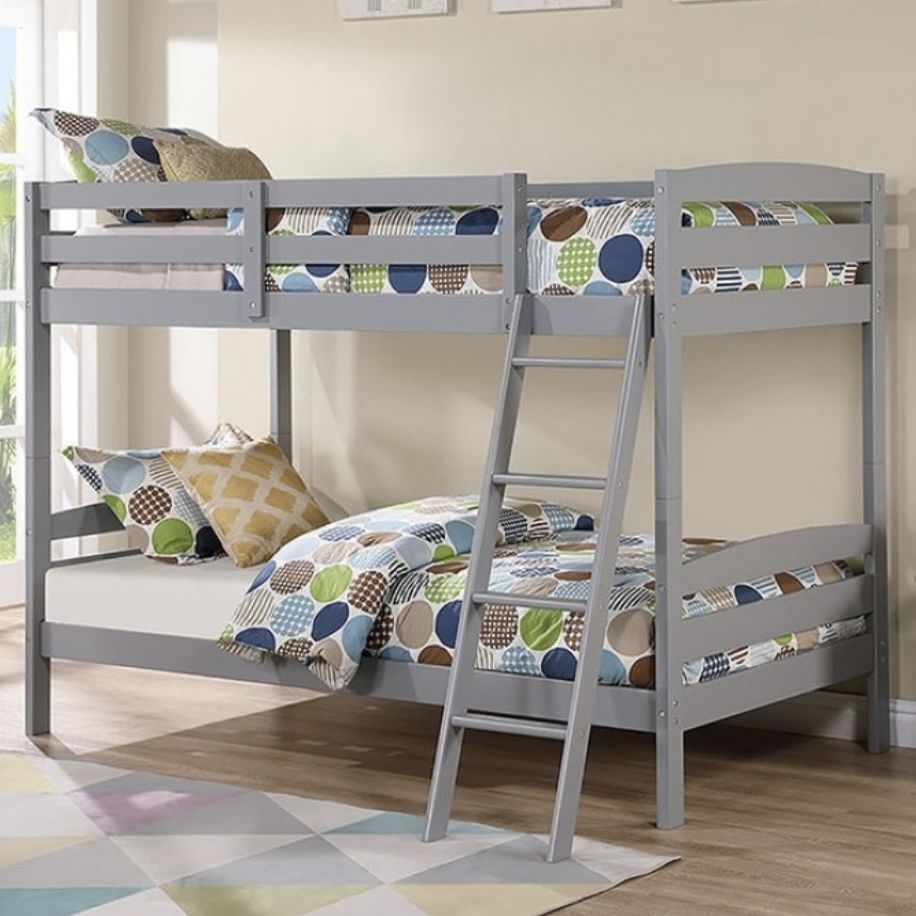 White Or Grey Twin/Twin Bunk Bed (Mattresses Not Included)