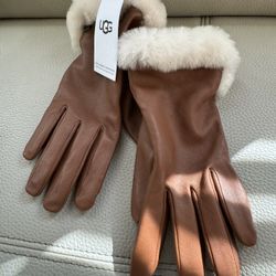 NEW woman’s UGG Leather Sheepskin Vent Glove size S CHESTNUT