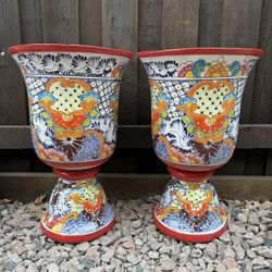 Mexican Talavera Urns Planters, Pottery, Clay Pots.
