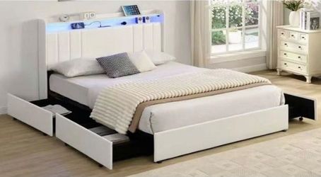 New Queen Size Bed Frame With Storage Mattress Included Free Delivery