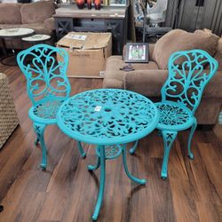 New Rod Iron Teal Garden Patio Set