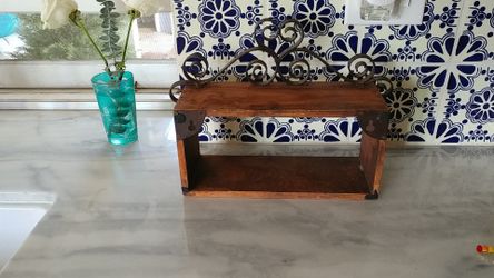 Small Wooden shelf with wrought iron detail