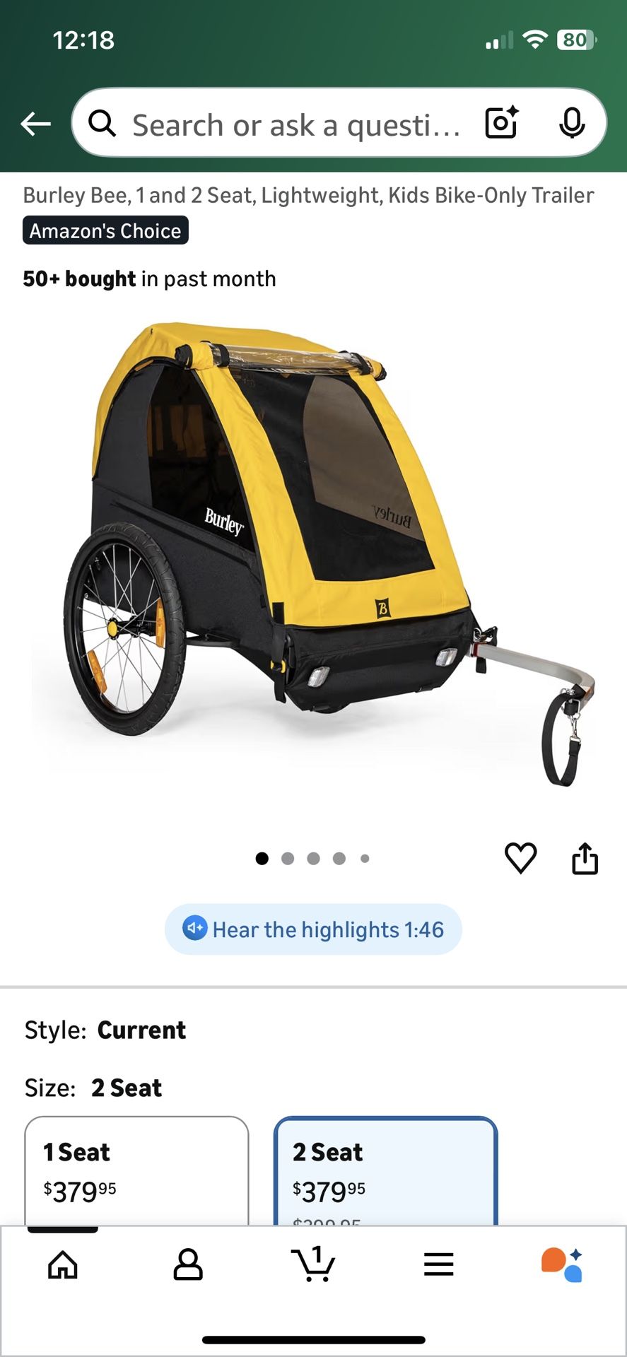 Burley Bee Kids Bike Trailer