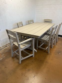 POLYWOOD Gulf Shores Farmhouse Trestle Dining Set, 7pc
