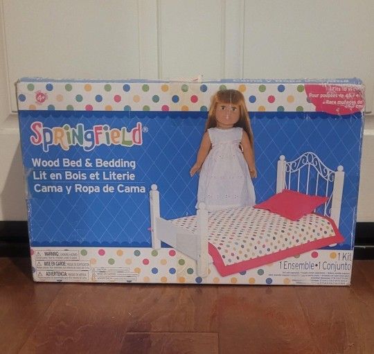 NEW Springfield Wood Doll Bed Kit and Bedding