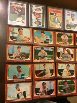 1955 bowman baseball cards w/hank Aaron cards