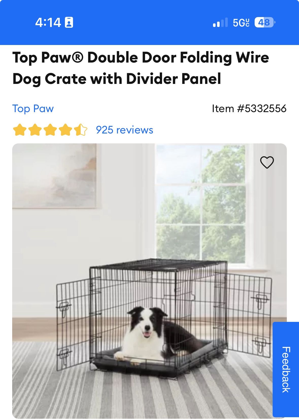 Double Door Folding Wire Dog Crate with Divider Panel