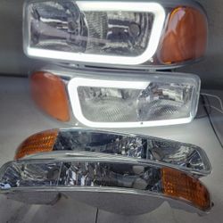 99-06 Gmc Sierra Yukon LED DRL Headlights Luces Micas Calaveras Faros Faroles Focos