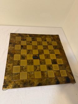 Large 21” Vintage Style Decorative Chess Board – Metal Frame Heavy Tabletop