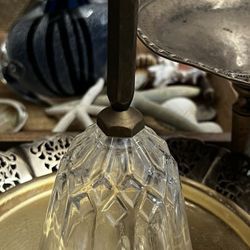 Vintage Crystal and Brass Dinner Bell