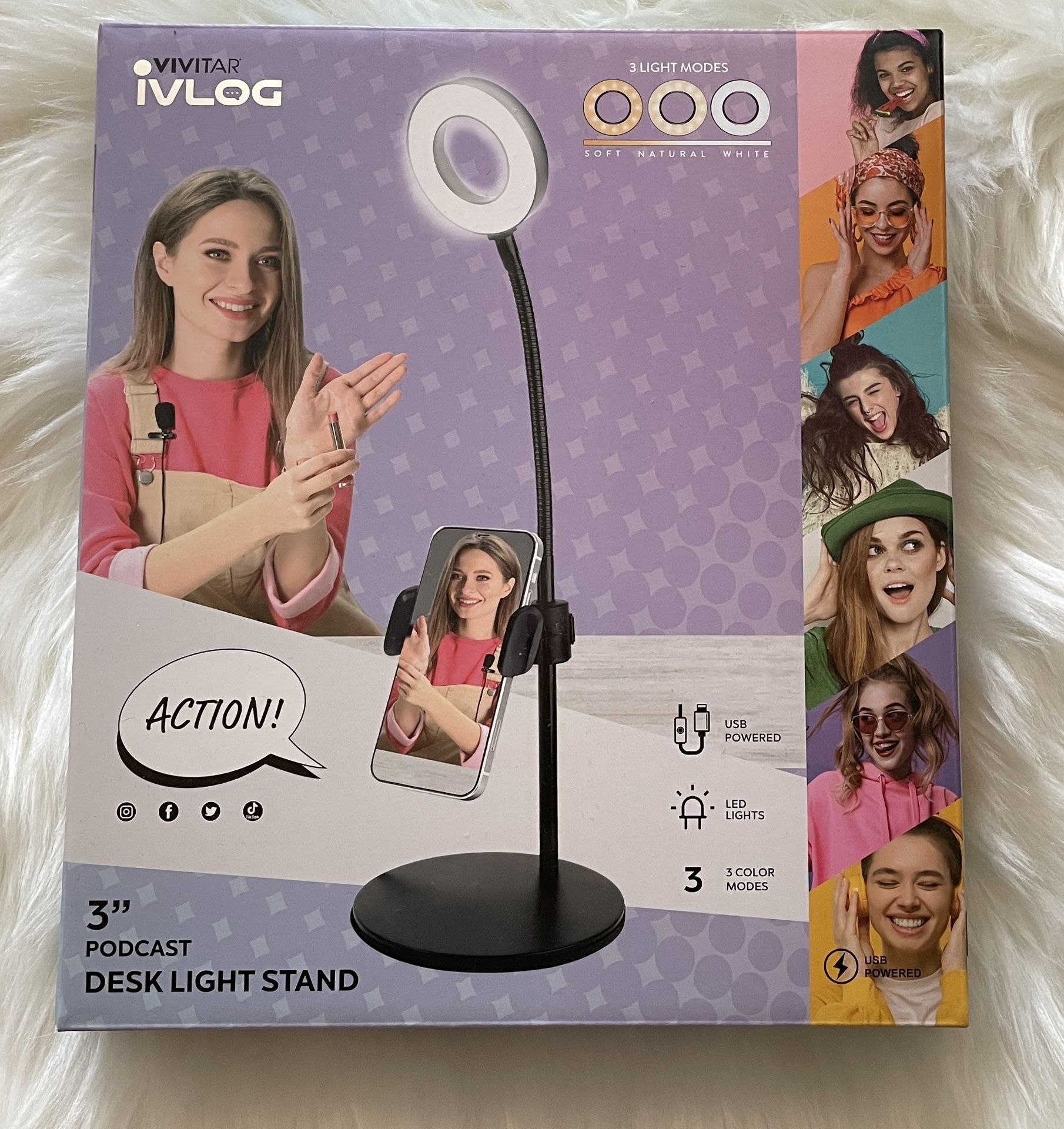 Brand New Vivitar iVlog 3” Podcast Desk Light Stand(cash & pick up only)