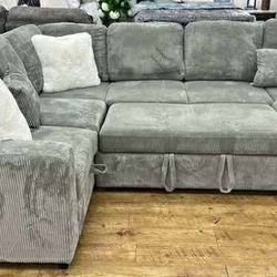 New Sleeper Sectional Couch with USB and Sofa Storage! Includes Free Delivery 🚚!