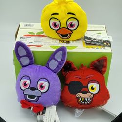 FNAF Chica Foxy Bonnie Plush VAULTED 4" Reversible Plush Head Funko Plush Combo