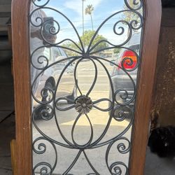 Elegant Arched Wall Mirror w/ Decorative Wrought Iron Design