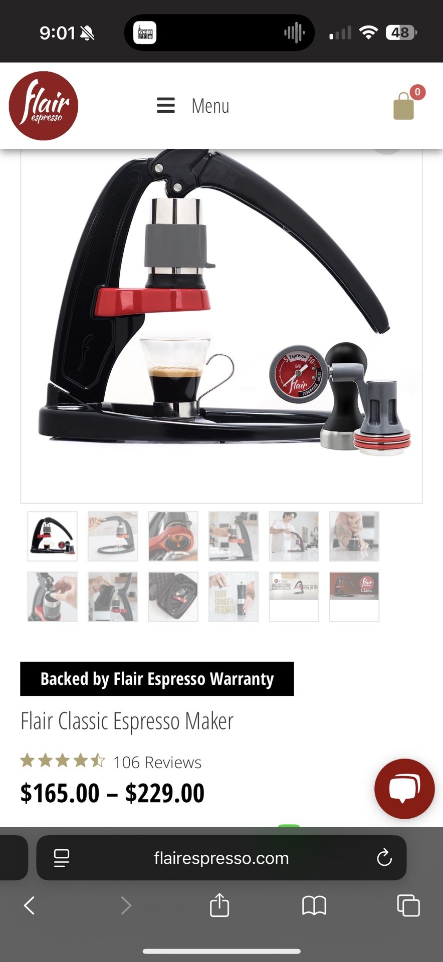 Flair Classic Espresso Maker and Brew Head with Bottomless Portafilter and PGK