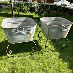 Antique Pots Made From  Old Galvanized Washtubs 