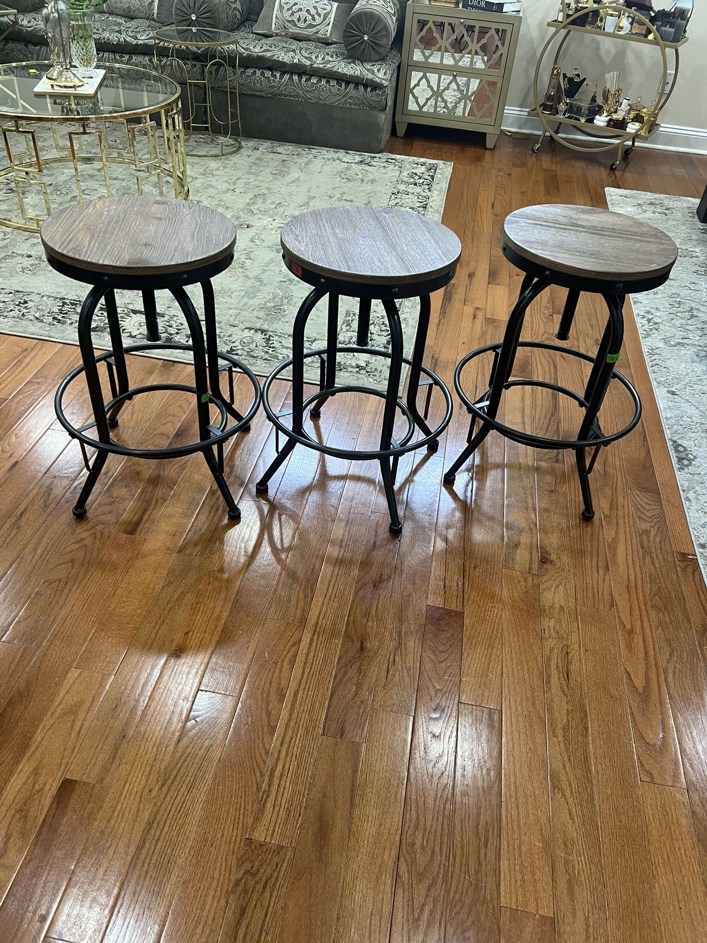 Valebeck Brown Swivel Bar Stool Set of 3