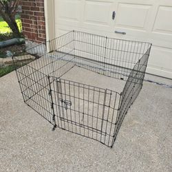 25h 45w 8 Panel Metal Wire Dog Playpen Play Yard Fence Gate with Door