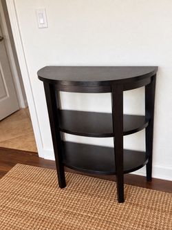 Dark Wood Demilune Console Table – $85