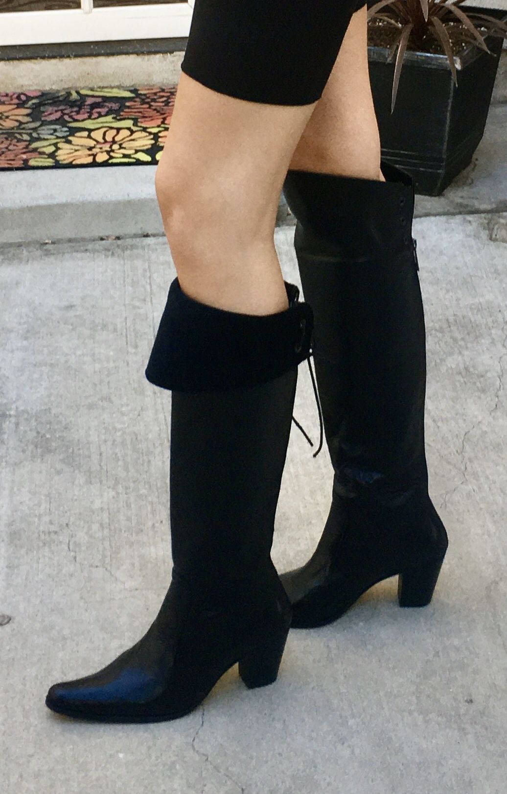 Custom Made Black Leather Boots Size 10