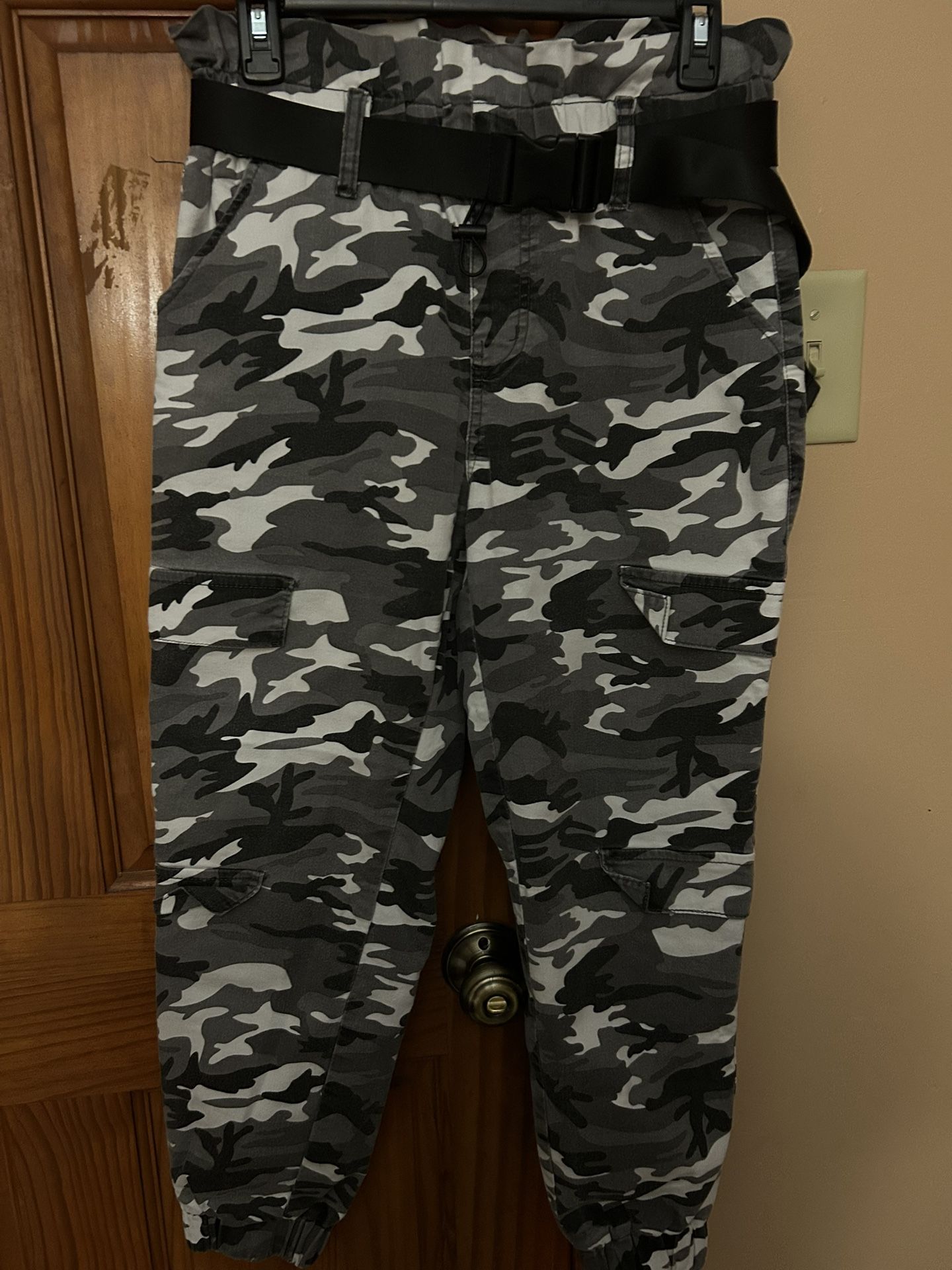 Camo Jogger Pants with Belt