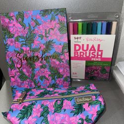 Lilly Pulitzer Pens And Sketch Book