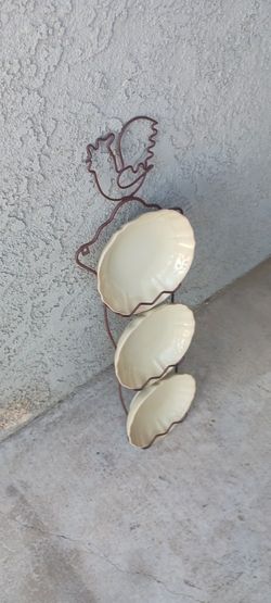 Wrought-iron Rooster Wall Plate Display Rack