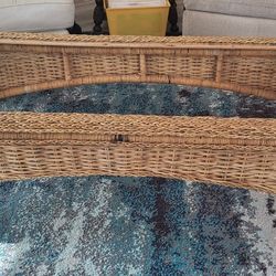 Vintage Rectangular Wicker Rattan Coffee Table Boho Chic 