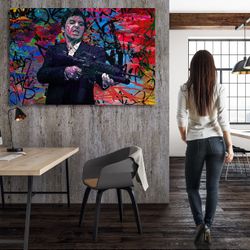 Scarface Large Framed Canvas Wall Art. Start @$89 Over 700 Museum Quality Paintings (ArtworkAddict,com) for Sizes & Specials! Ez Returns + LOVE or $