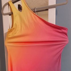 One-shoulder Rainbow Maxi Dress