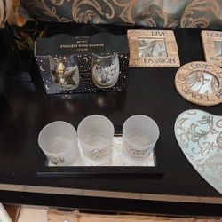 Vasos De Tomar Vinos Y Adornos Espejo De Corazon