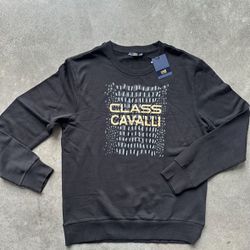 NEW Roberto Cavalli Class Sweatshirt Croci Logo Print Men’s size LARGE 