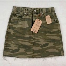 (NWT) Lucky Brand Raw Hem Camo Mini Skirt, Size: 0/25