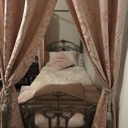 Antique Faux Brass Canopy Bed Frame -Twin