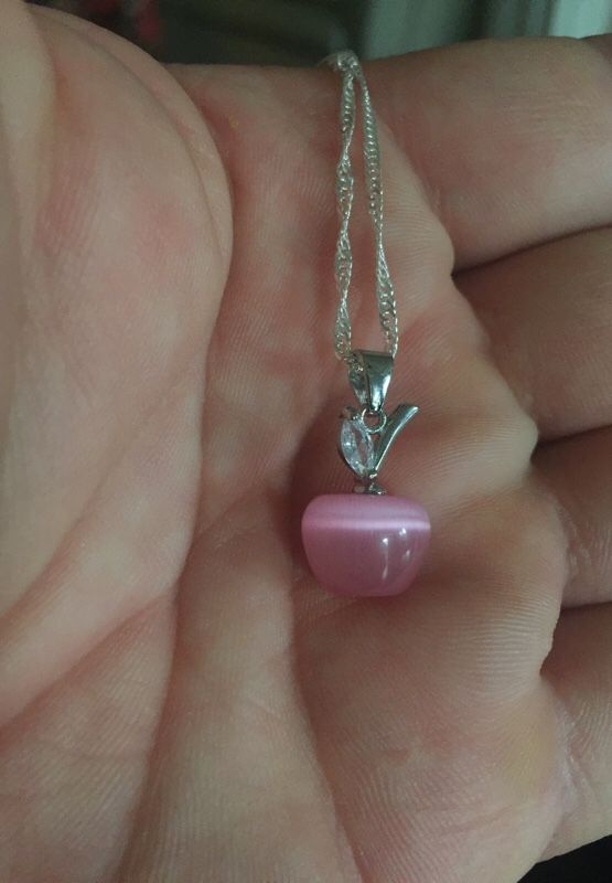  Beautiful Pink Glass apple Necklace