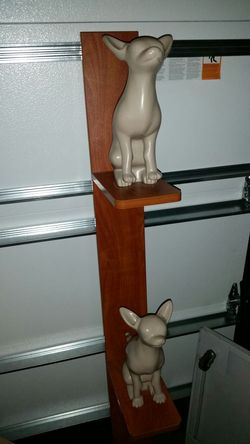 To Chihuahua plastic ceramic dogs on display stand