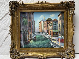 Hand-Painted Oil Painting Wooden Frame 33.5 x 30”