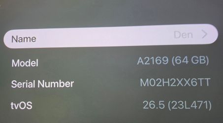 Apple tv 4k A2169 64gb - used - $100