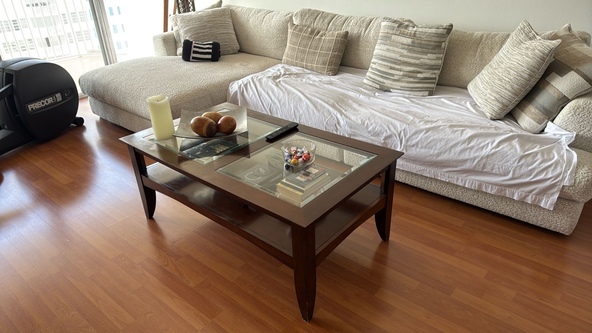 Coffee Table with Glass Top - See Details Below - End Table Optional - Loveseat/Sofa Optional