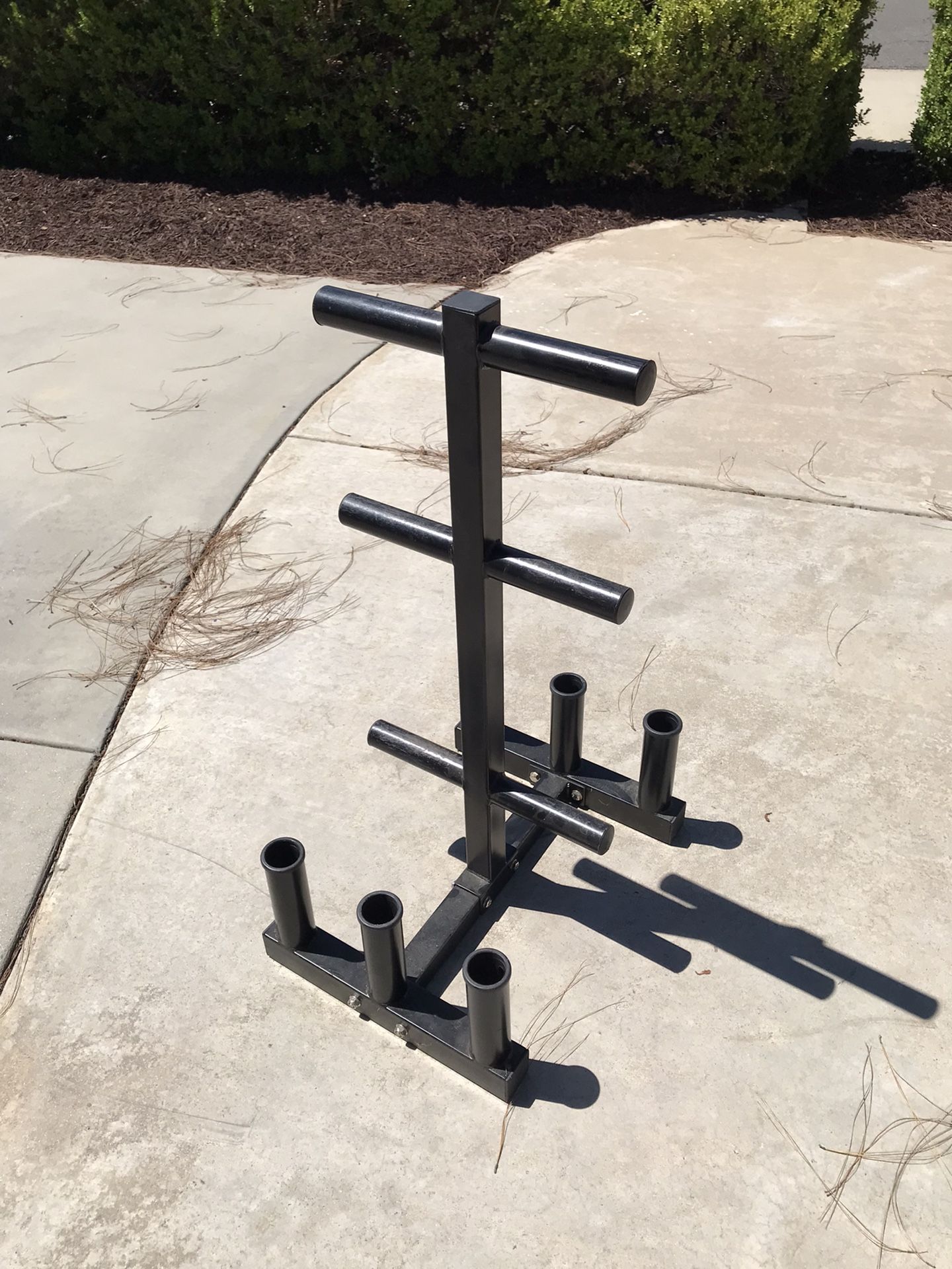 Weight Tree Olympic Weight Plate Holder Barbell Storage 