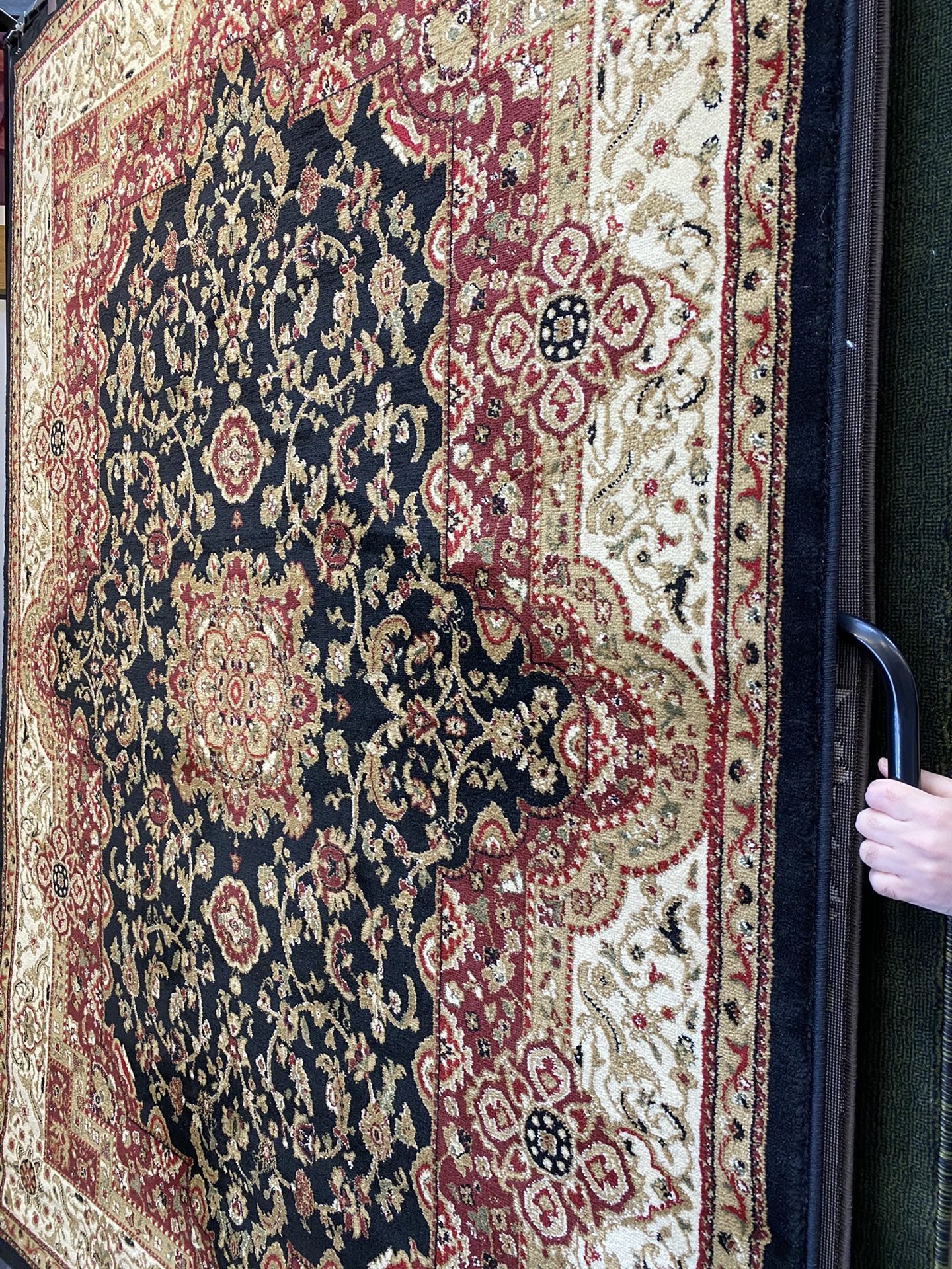 5/7 black red beige color classic design Persian medallion style carpet.