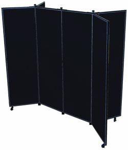 Screenflex Display Towers, Portable Wall Divider Boards For Art Show Partitions, Classroom Panels And Offices - 5'9"H X 6'2"W - 6 Panels - Charcoal Bl