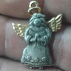 Norwegian Pewter And Gold Guardian Angel Pendant 