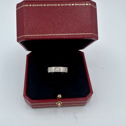 Cartier Love Ring, 3 Diamonds, 18k White Gold. Size 11