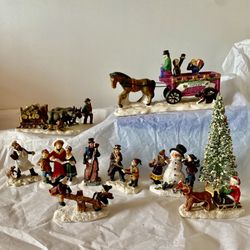 Vintage Christmas Village  Figurines 10 Pc