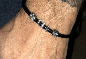 Bracelet for Men Genuine Leather and stainless Charm