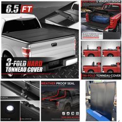 Ford F150 Truck 6.5Ft Short Bed FRP Hard Solid Tri-Fold Tonneau Cover