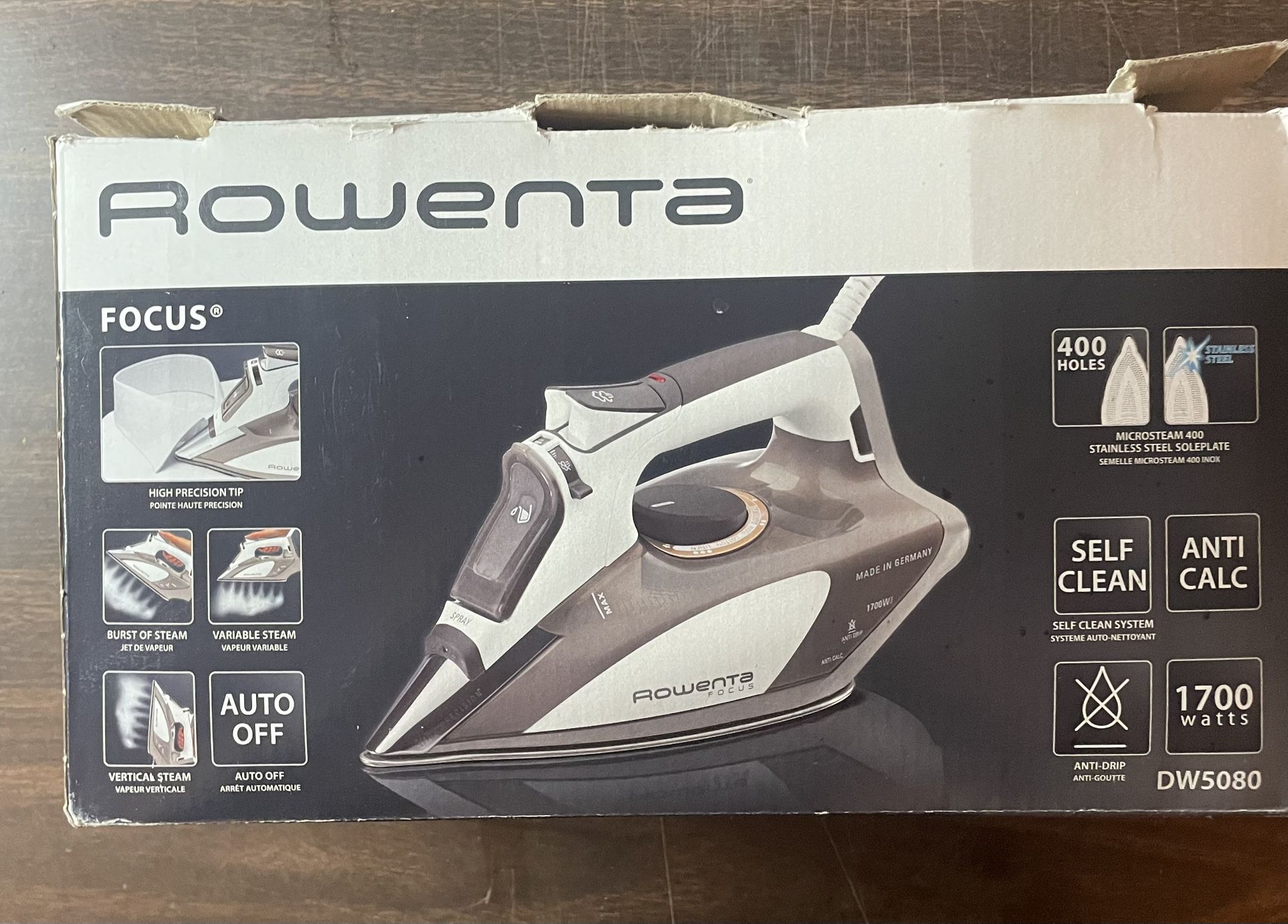 Rowenta Focus DW5080 1700W Micro Steam Iron Made in Germany w/ box & sole plate