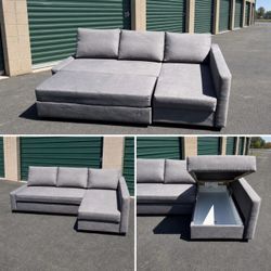 Gray Sectional Couch/Bed/Storage