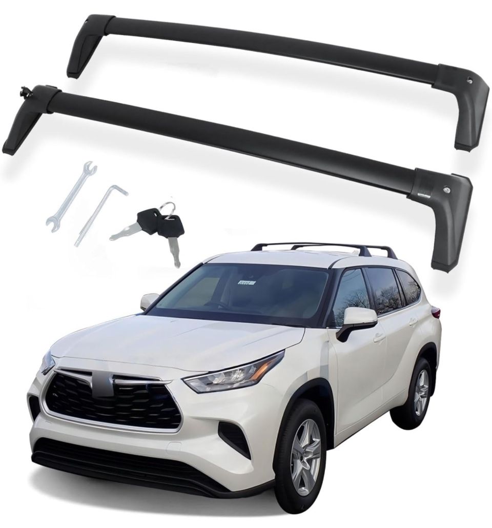 etesan Lockable Roof Rack Cross Bars Fit for 2020-2024 Toyota Highlander L & LE & Hybrid LE & Hybrid LE Nightshade (Model Without Factory Side Rails)
